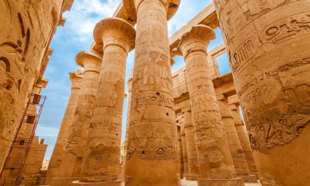 Great Hypostyle Hall columns at Karnak Temple in Luxor, Egypt